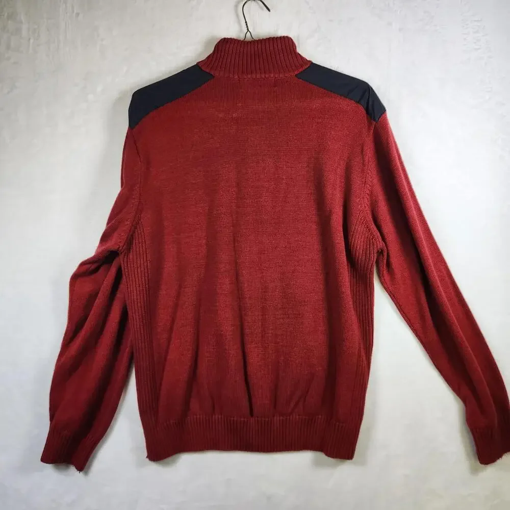US Polo Assn Quarter Zip Red Sweater Mens Size 2XL Cotton‎ Blend